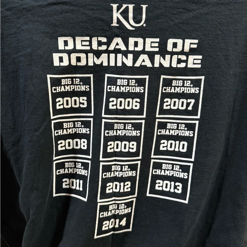 NCAA;Kansas Jayhawks Big 12 Champions 2014 T-Shirt size- 2XL - Picture 4 of 5